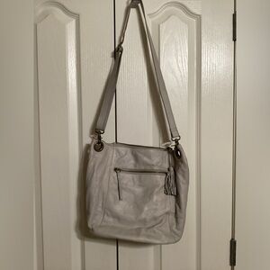 Leather handbag, gray large